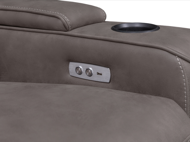Avenger Fabric Power Reclining Sofa with Dropdown Table