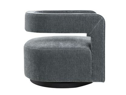 Lunar Stain-Resistant Fabric Swivel Chair - Charcoal