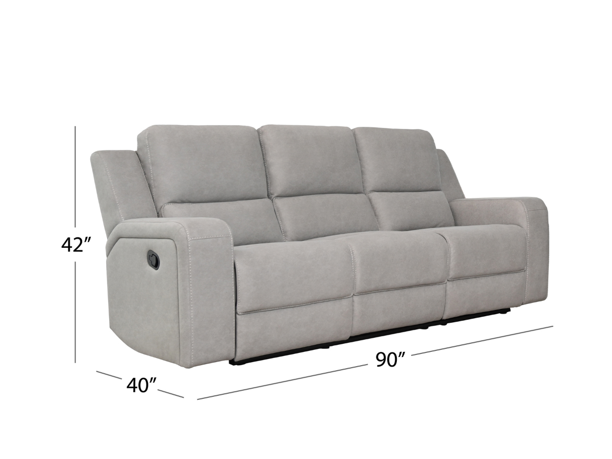 Margaret Fabric Manual Reclining Sofa with Console - Gray