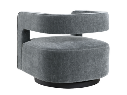 Lunar Stain-Resistant Fabric Swivel Chair - Charcoal