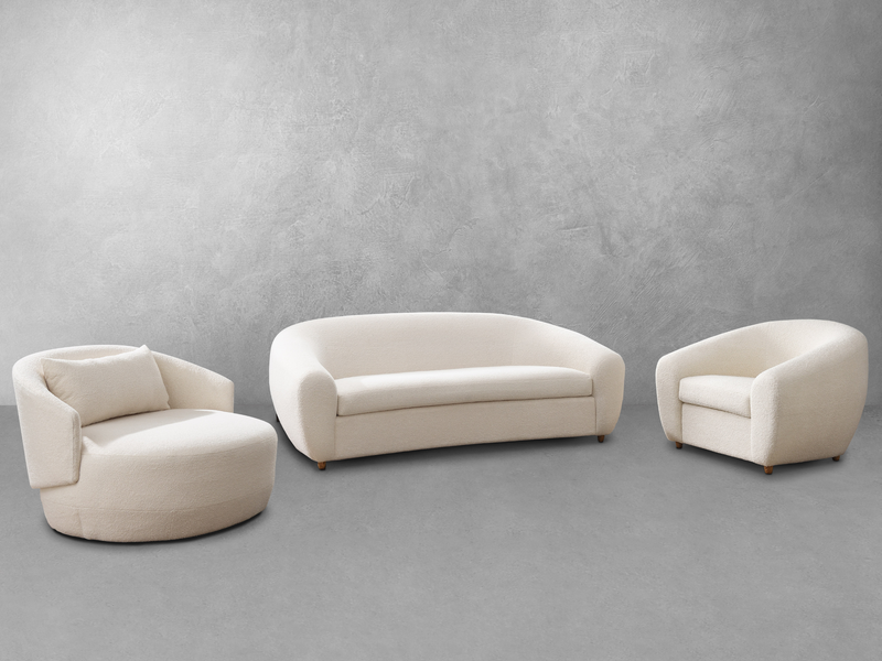 JoJo Fletcher Luciano Boucle Fabric 3-pc Sofa and 2 Chairs Collection