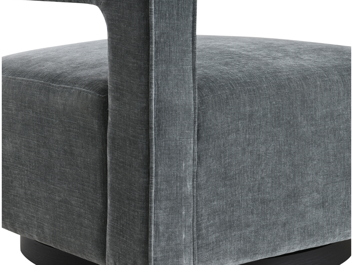 Lunar Stain-Resistant Fabric Swivel Chair - Charcoal