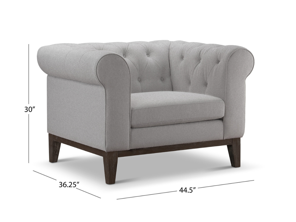 Gwen Stain Resistant Fabric Chesterfield Chair - Light Gray