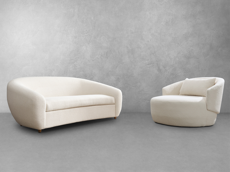 JoJo Fletcher Luciano Bouclé Fabric Sofa and Swivel Chair