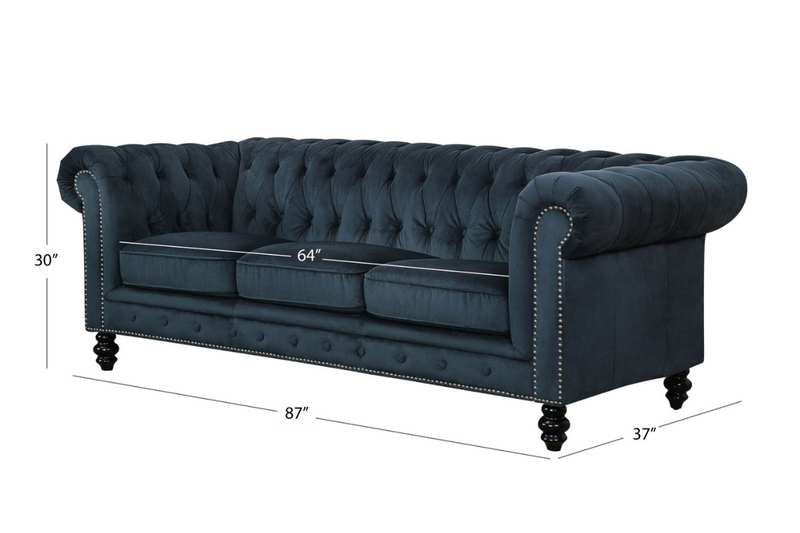 Grand Chesterfield Velvet Sofa and Loveseat Set