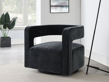Lunar Stain-Resistant Fabric Swivel Chair - Black