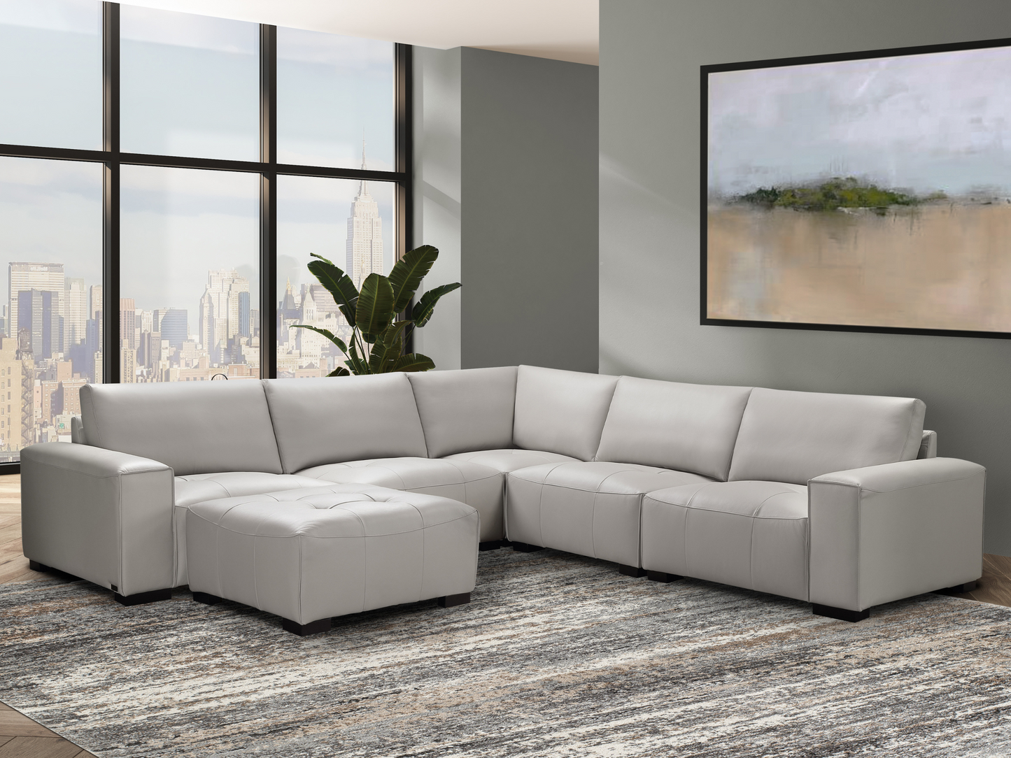 Teagan 6-pc Leather Modular Sectional