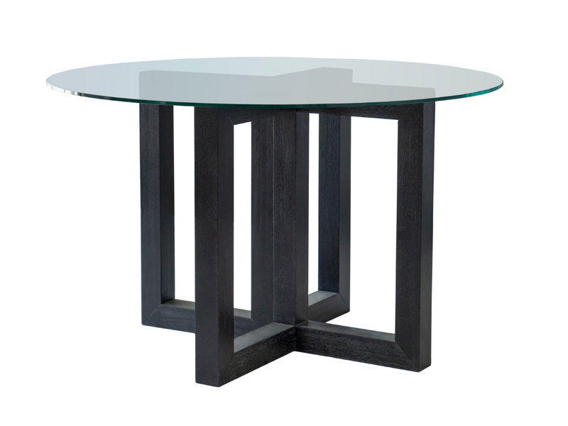Atlas Glass Top Dining Table with Wood Base