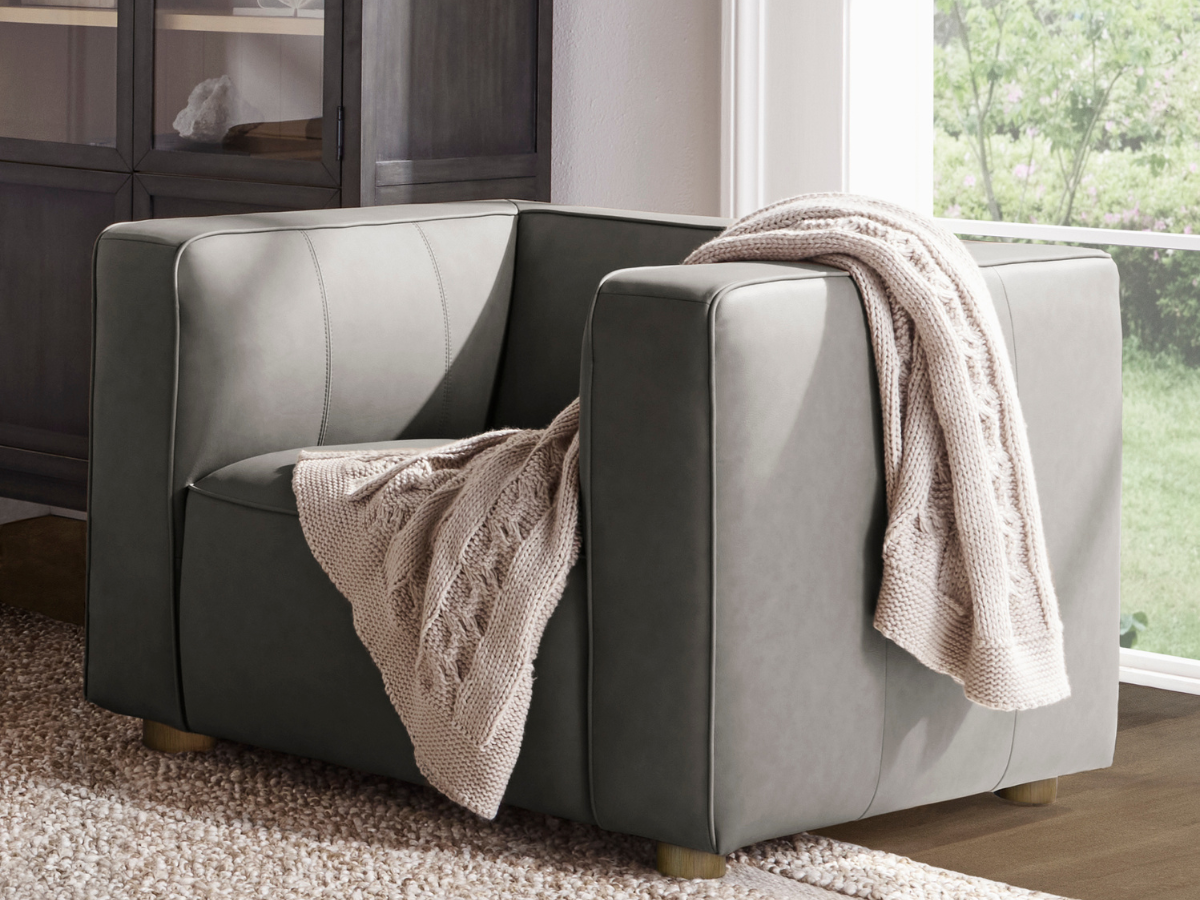 JoJo Fletcher Matteo Nubuck Leather Chair - Gray