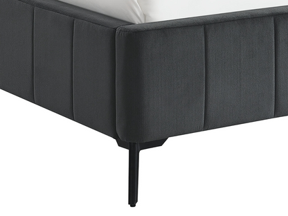Rian Channel Upholstered Bed - Charcoal - King