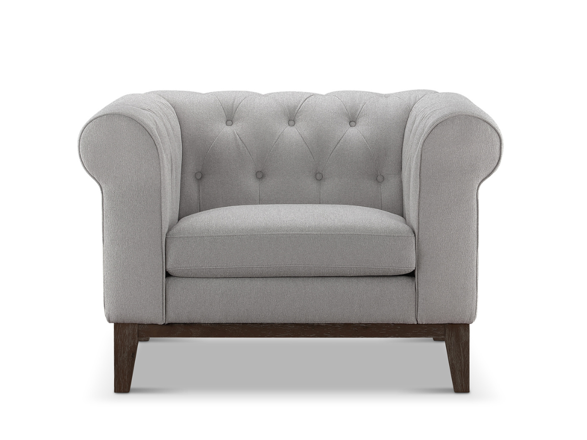 Gwen Stain Resistant Fabric Chesterfield Chair - Light Gray