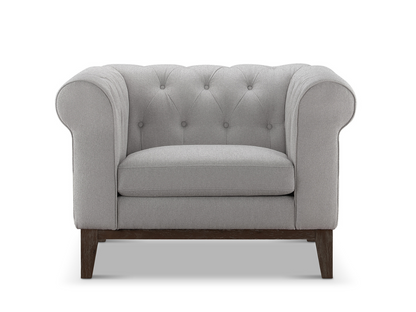Gwen Stain Resistant Fabric Chesterfield Chair - Light Gray