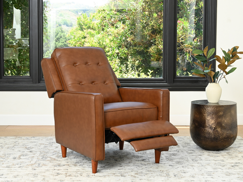 Holloway Mid-Century Leather Recliner, Camel
