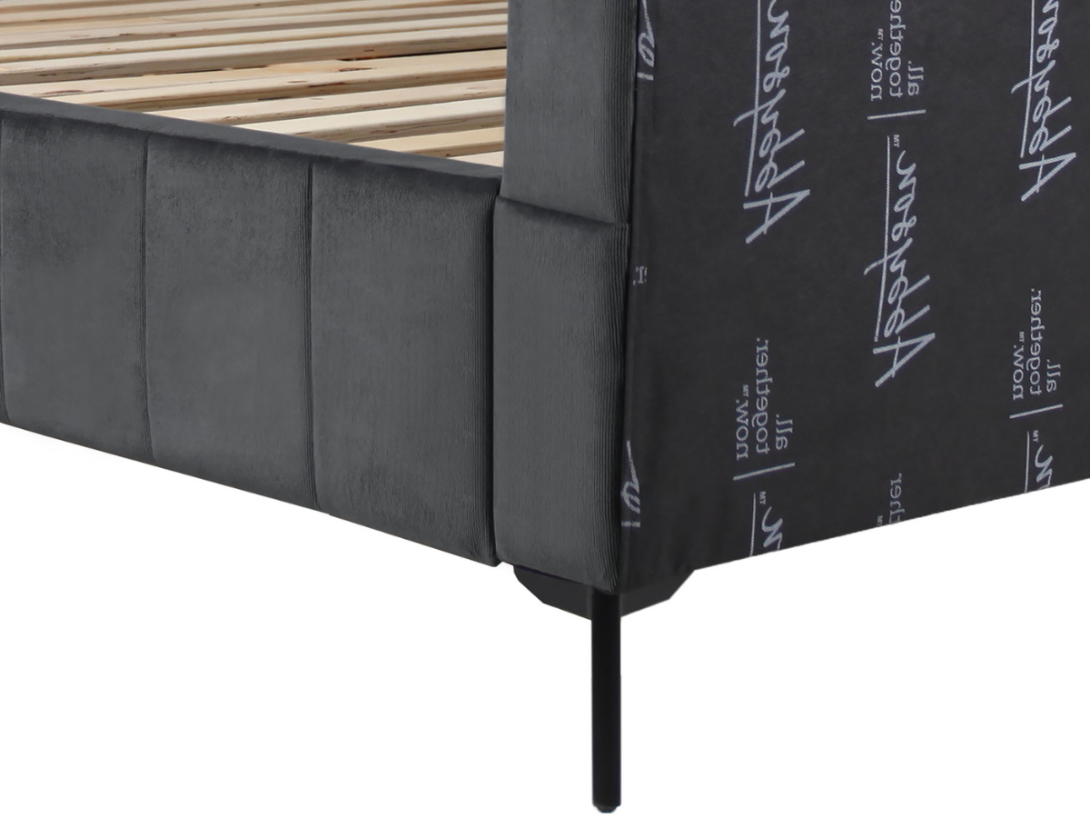 Rian Channel Upholstered Bed - Charcoal - King