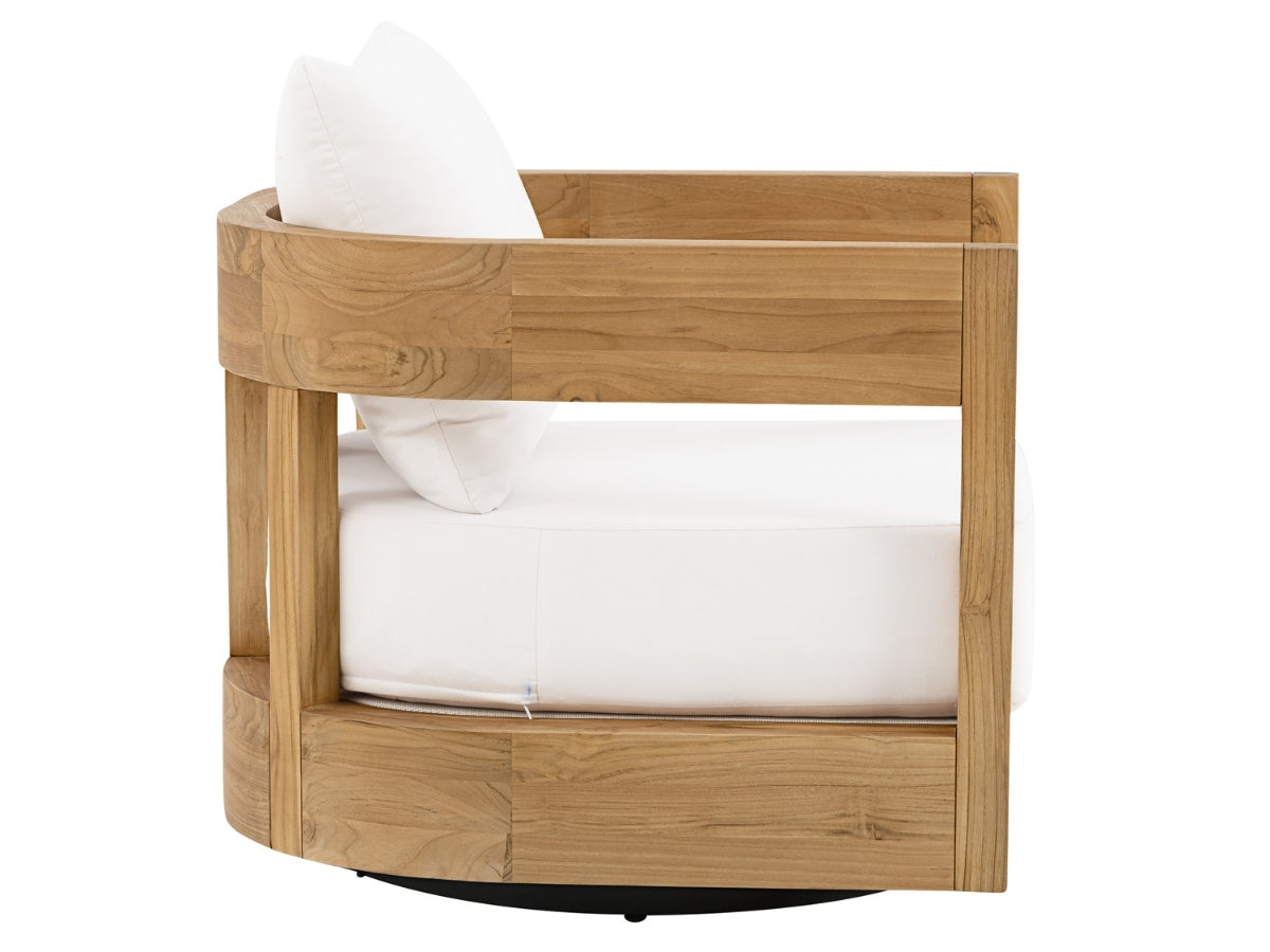 Santino® Outdoor Swivel Armchair - White Fabric with Teak Frame