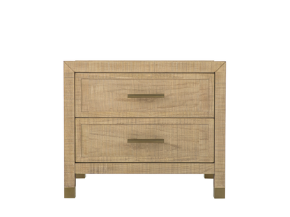 Bacara Modern Classic Wood Brushed 2 Drawer Nightstand - Natural