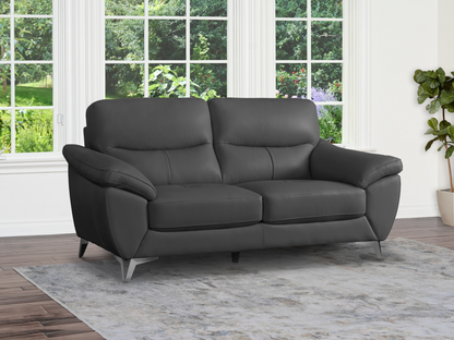 Cadence Top Grain Leather Loveseat - Dark Gray