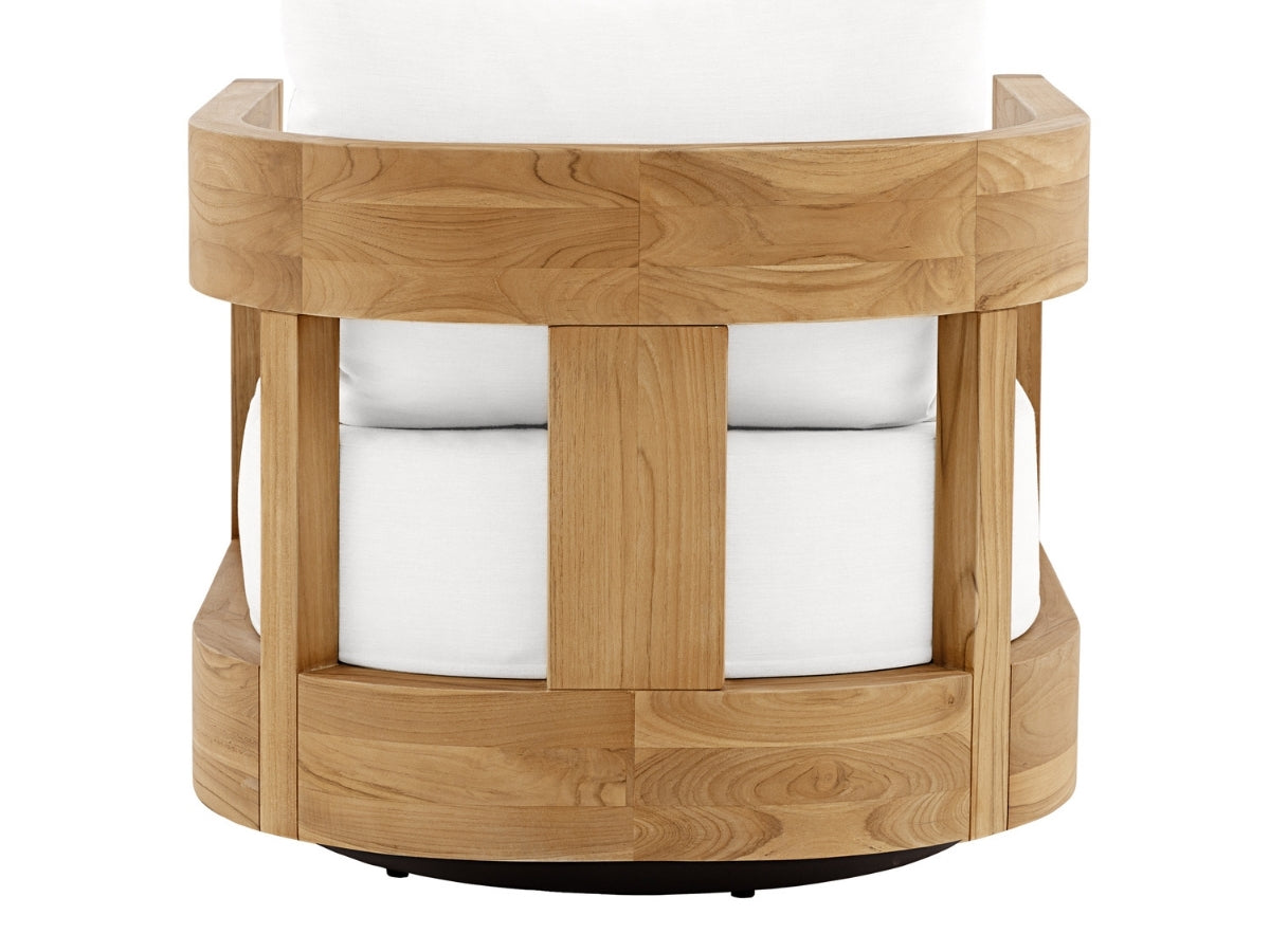 Santino® Outdoor Swivel Armchair - White Fabric with Teak Frame