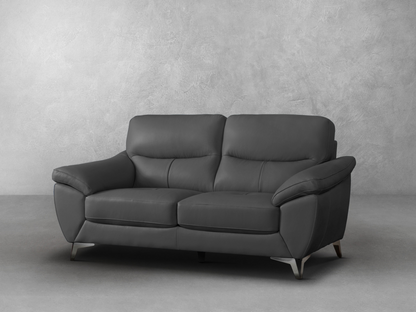 Cadence Top Grain Leather Loveseat - Dark Gray