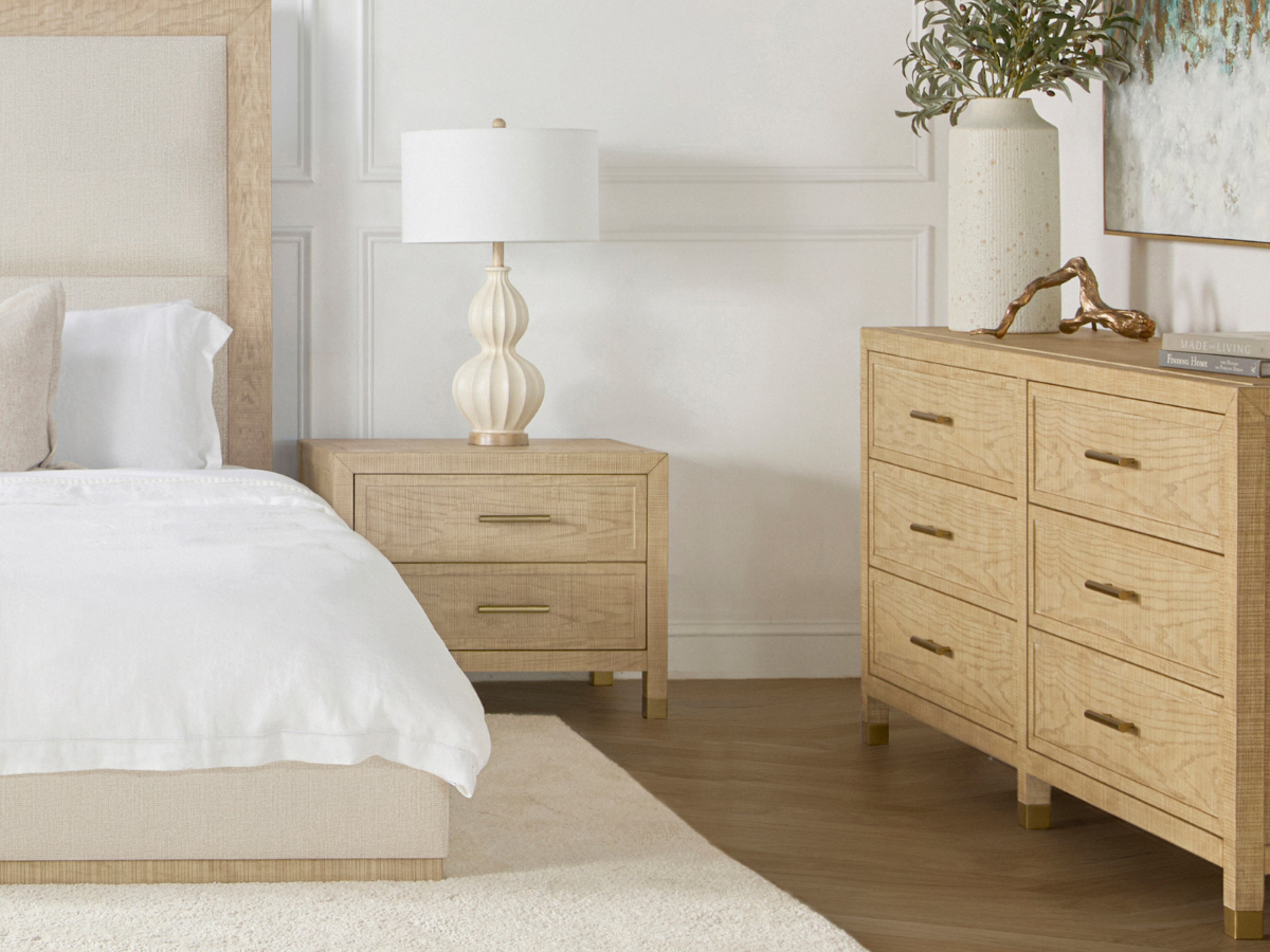 Bacara Modern Classic Wood Brushed 2 Drawer Nightstand - Natural