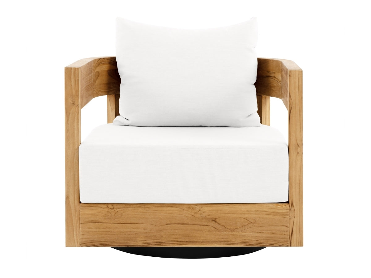 Santino® Outdoor Swivel Armchair - White Fabric with Teak Frame