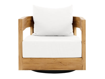 Santino® Outdoor Swivel Armchair - White Fabric with Teak Frame