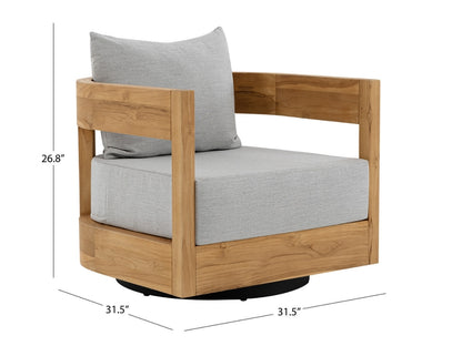 Santino® Outdoor Swivel Armchair - Gray Fabric with Teak Frame
