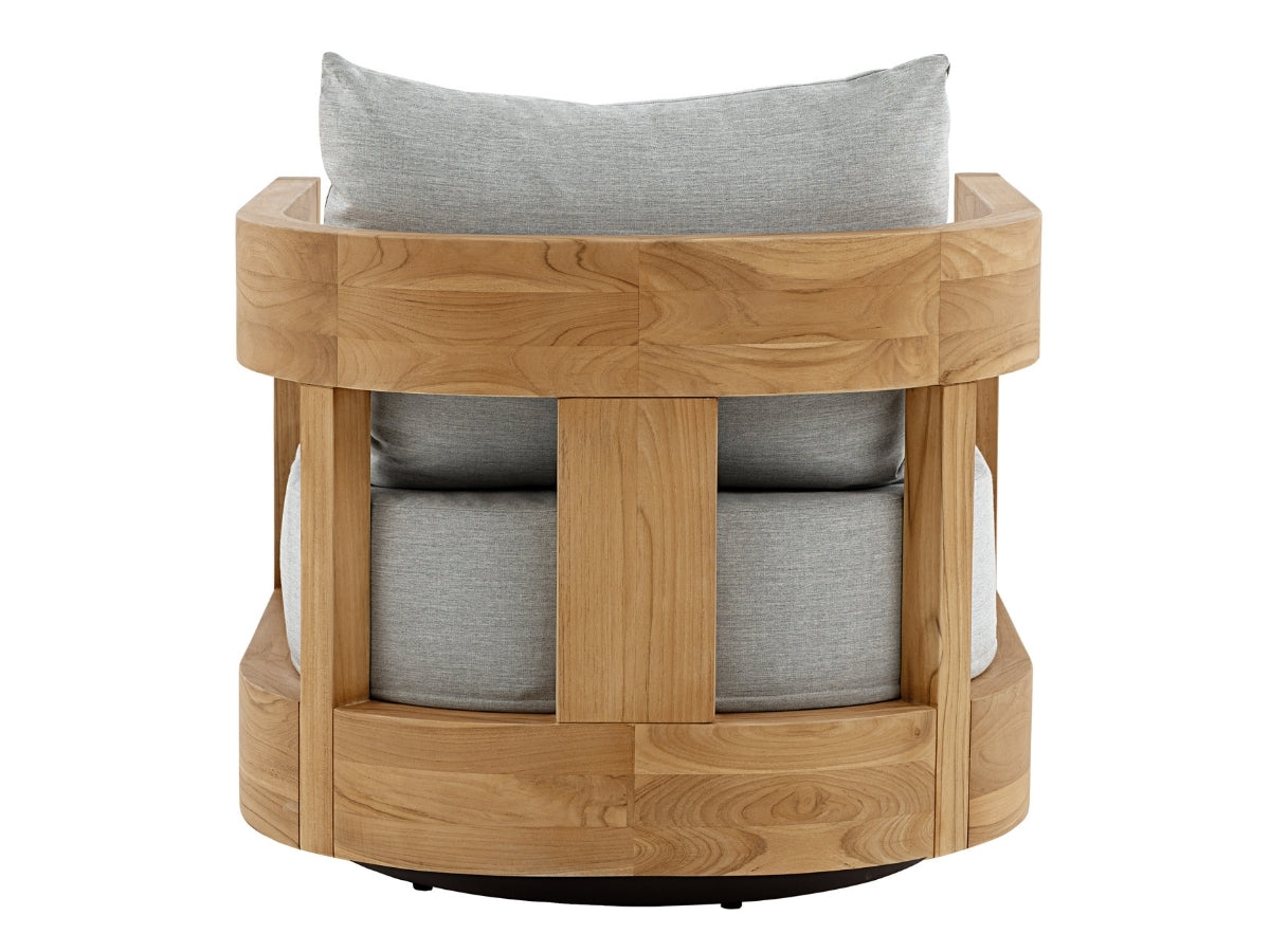 Santino® Outdoor Swivel Armchair - Gray Fabric with Teak Frame