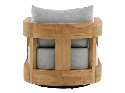 Santino® Outdoor Swivel Armchair - Gray Fabric with Teak Frame