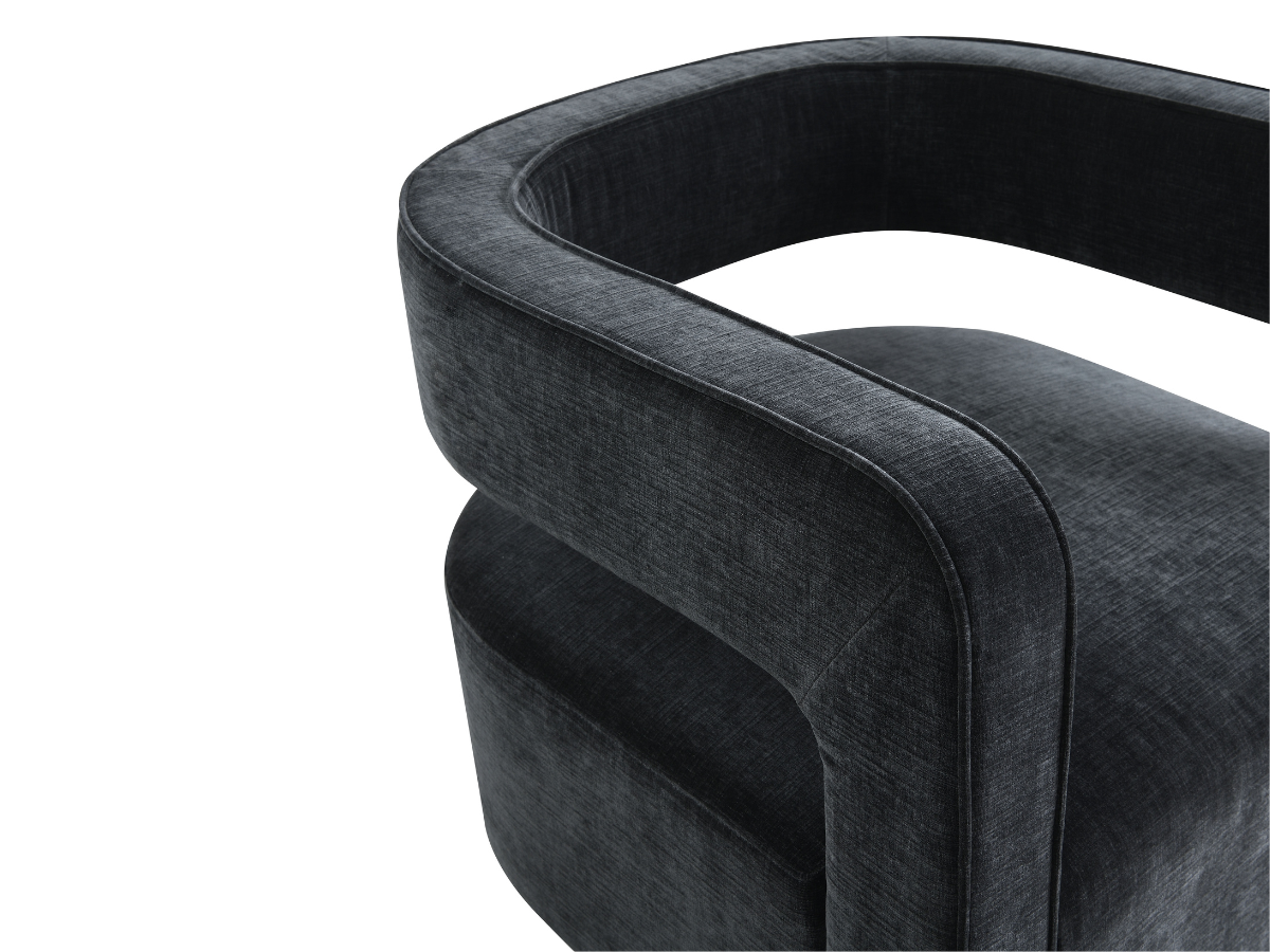 Lunar Stain-Resistant Fabric Swivel Chair - Black