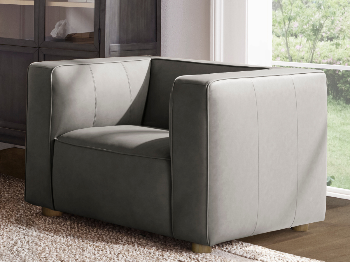 JoJo Fletcher Matteo Nubuck Leather Chair - Gray