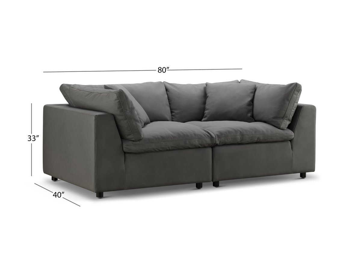 JoJo Fletcher Luxe Gray Nubuck Leather 2-pc Loveseat
