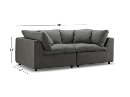 JoJo Fletcher Luxe Gray Nubuck Leather 2-pc Loveseat