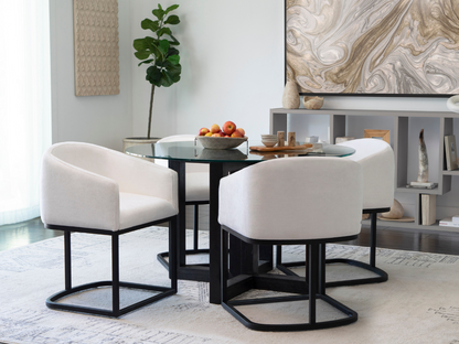 Atlas 5-pc Contemporary Dining Collection with Metal Base Chairs - White