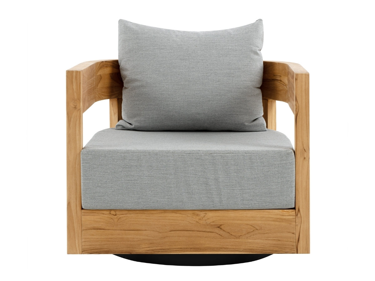 Santino® Outdoor Swivel Armchair - Gray Fabric with Teak Frame
