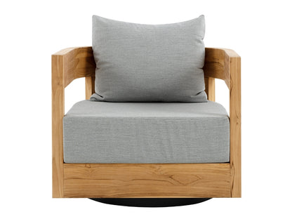 Santino® Outdoor Swivel Armchair - Gray Fabric with Teak Frame