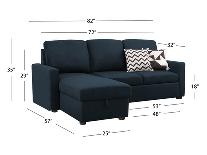 Newton Reversible Storage Sofa Bed Sectional - Navy