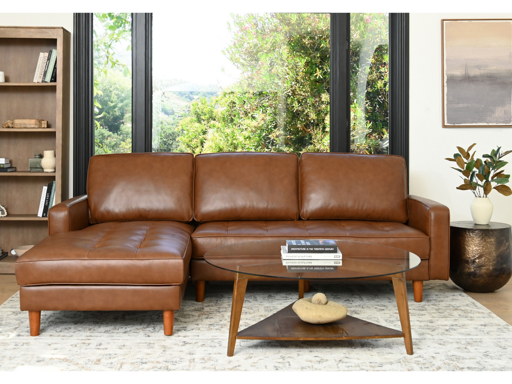 Holloway Mid Century Leather Sectional