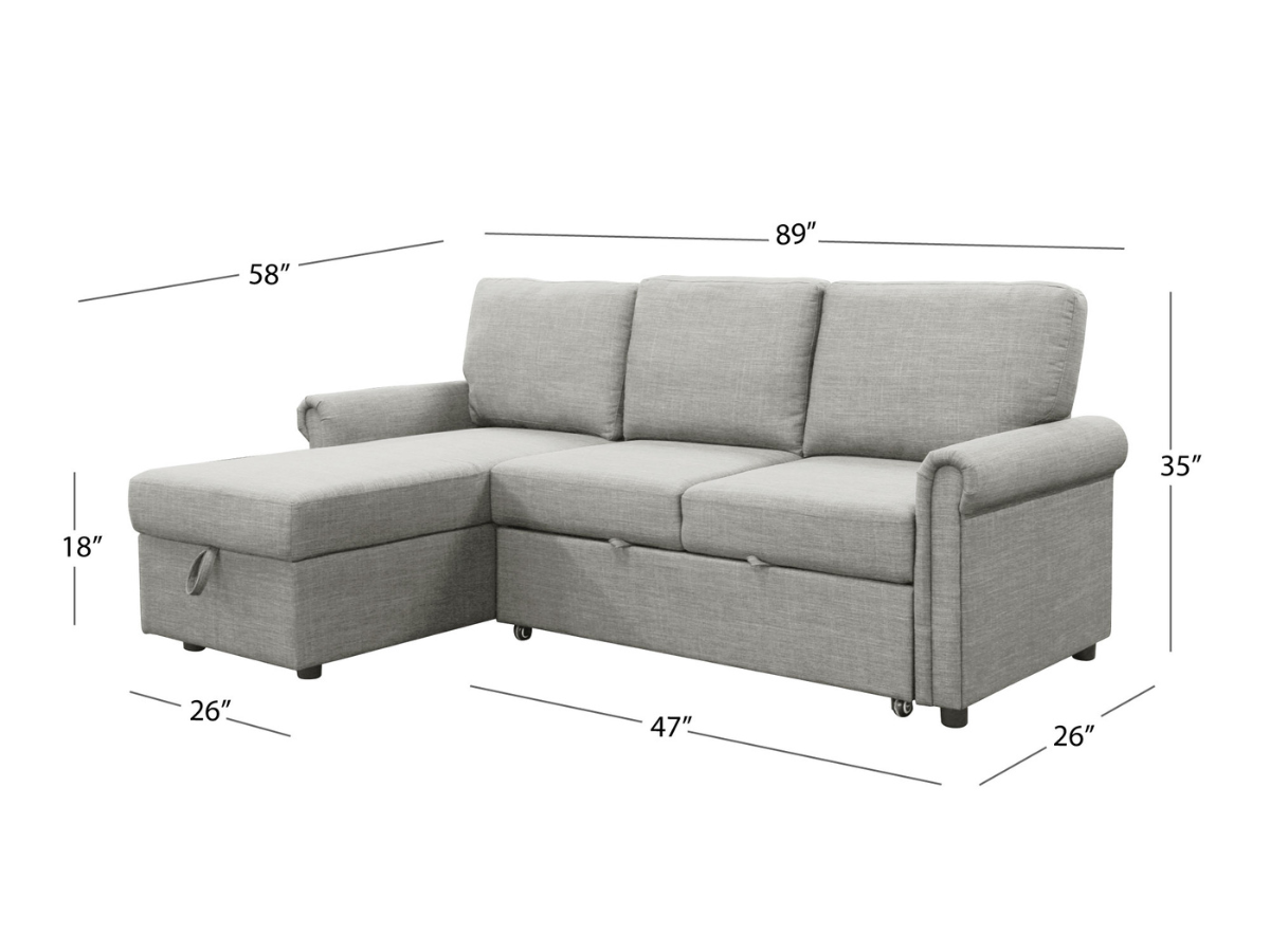 Hamilton Storage Sofa Bed Reversible Sectional - Gray