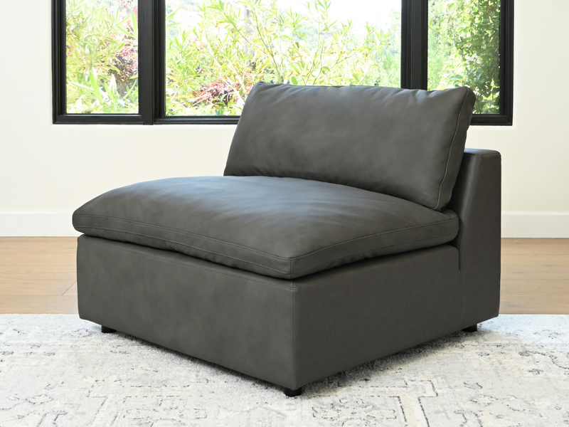 Luxe Gray Nubuck Leather Armless Chair