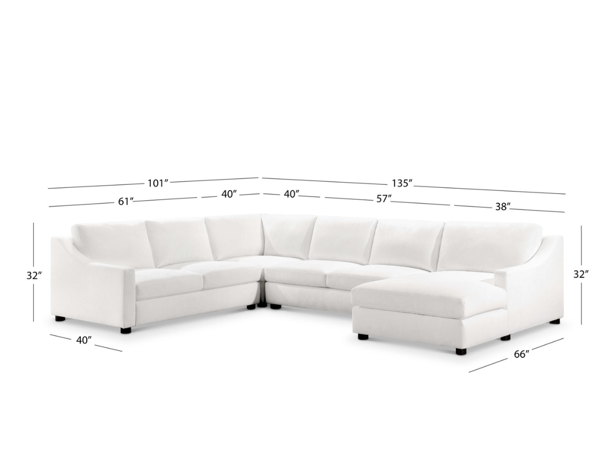 Larissa 4-pc Fabric Sectional - White