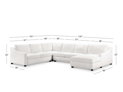 Larissa 4-pc Fabric Sectional - White