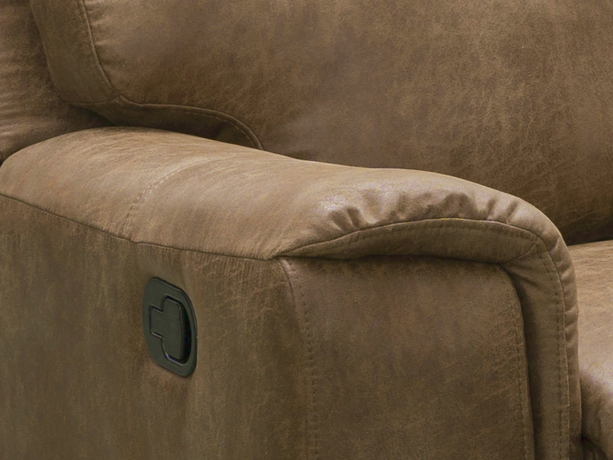 Lawrence Fabric Reclining Console Loveseat - Camel – Abbyson.com