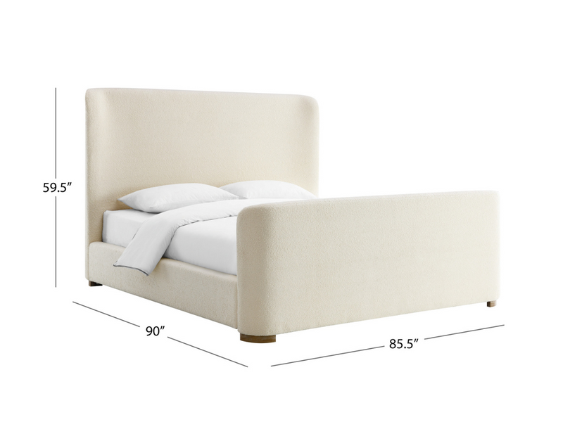 Luciano Bouclé Fabric Sleigh Bed