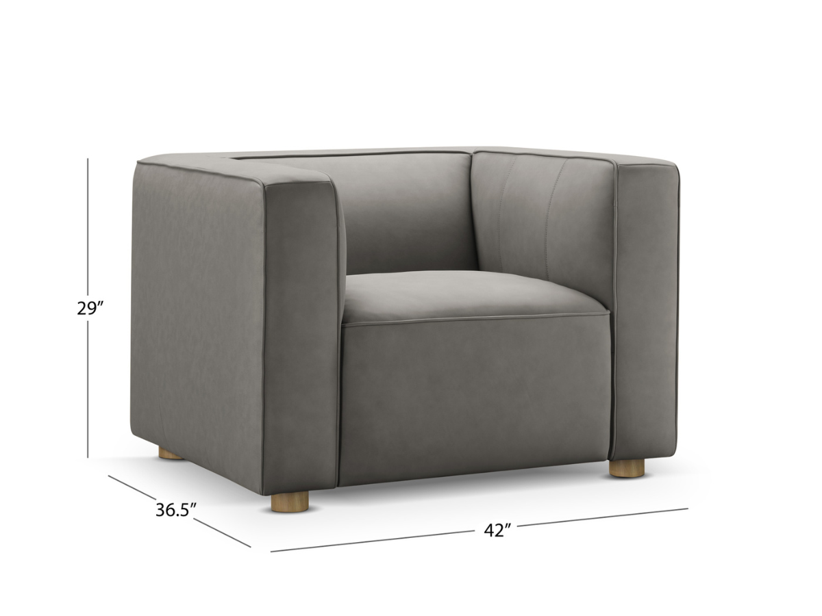 JoJo Fletcher Matteo Nubuck Leather Chair - Gray