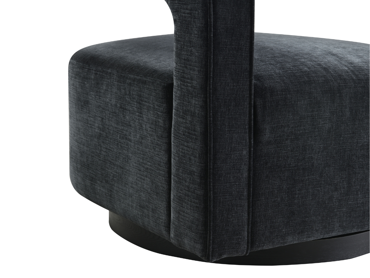 Lunar Stain-Resistant Fabric Swivel Chair - Black