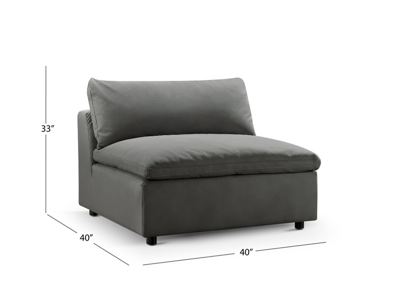 Luxe Gray Nubuck Leather Armless Chair