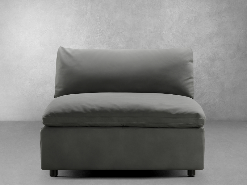 Luxe Gray Nubuck Leather Armless Chair