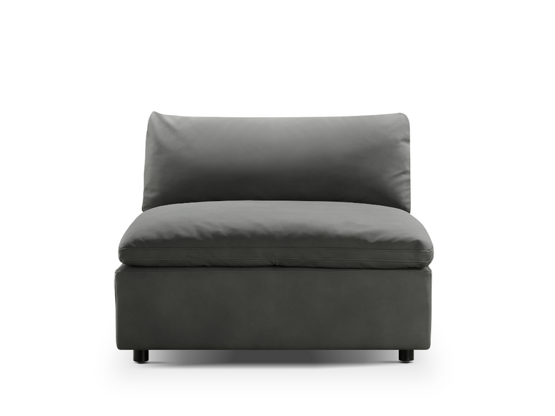 Luxe Gray Nubuck Leather Armless Chair