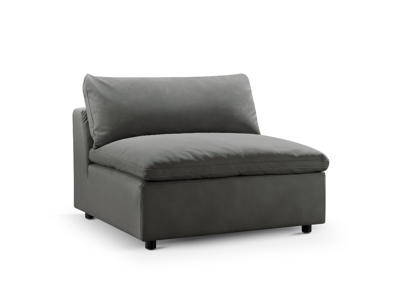Luxe Gray Nubuck Leather Armless Chair